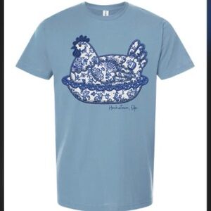 Hen on Nest Graphic T-Shirt with Chicken Design